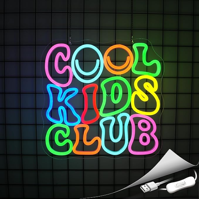 Cool Kids Club Neon Sign Kids Room Decor Led Neon Lights Signs for Wall Decor USB Powered Led for Room Decoration
