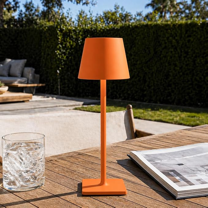 Yogaret Orange Cordless Table Lamp Set of 2-3 Way and Stepless Dimmable - for Restaurant Dining Bedroom Home Bar