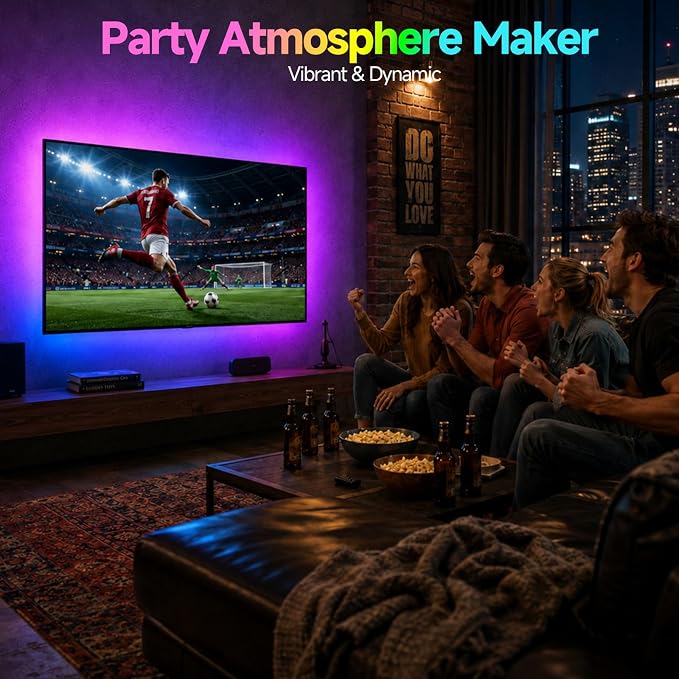 Daymeet LED Lights for TV, Led Backlight TV Lights RGB Led TV Lights USB Led Strip Lights for TV Led Lights Sync with Music Bluetooth APP Control Led Lights (Dreamcolor, 18FT for 45"-75" TV)