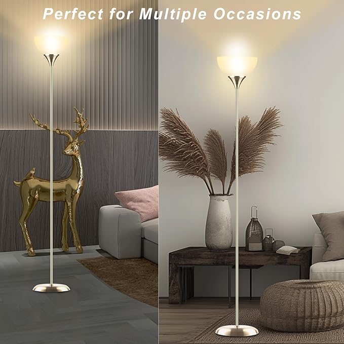 Standing Lamp, Led Floor Lamps for Living Room, Drop-Resistant White Lampshade, Rotary Switch, Industrial Metal Tall Lamp for Living Room Bedroom Study Office Kid's Room (Bronze)