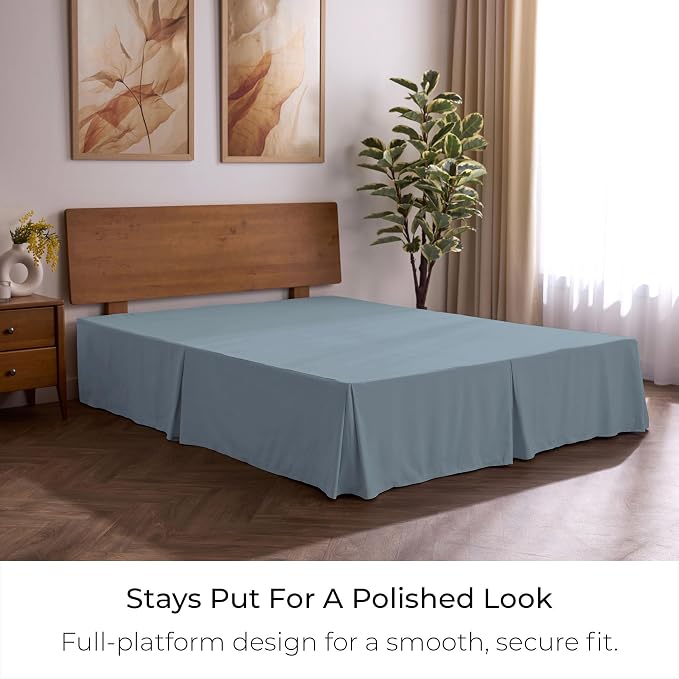 Mellanni Bed Skirt Full Size - Tailored Drop Bed Skirting | 15-Inch Pleated Dust Ruffle - Hotel Luxury Bedding - Wrinkle, Fade, Stain Resistant - 1 Bedskirt (Full, Blue Hydrangea)