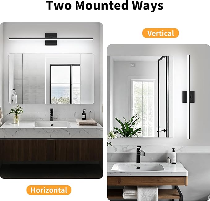 LED Bathroom Vanity Light, Modern Bathroom Light Fixture Over Mirror (Cool White 6000K), Vanity Light Bar with Angle Adjustable, 32 Inch, Black