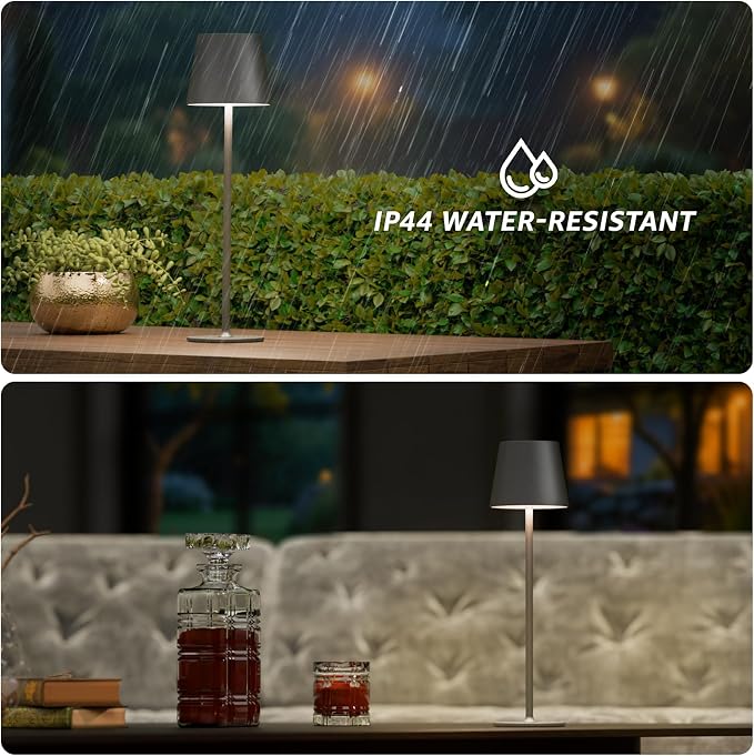uuffoo 3 Pack Cordless Table Lamp Rechargeable 5000mAH Battery Operated Lights Touch Control LED Portable Desk Lamps 3 Color Dimming for Outdoor Coffee Bedroom Kitchen (Black)