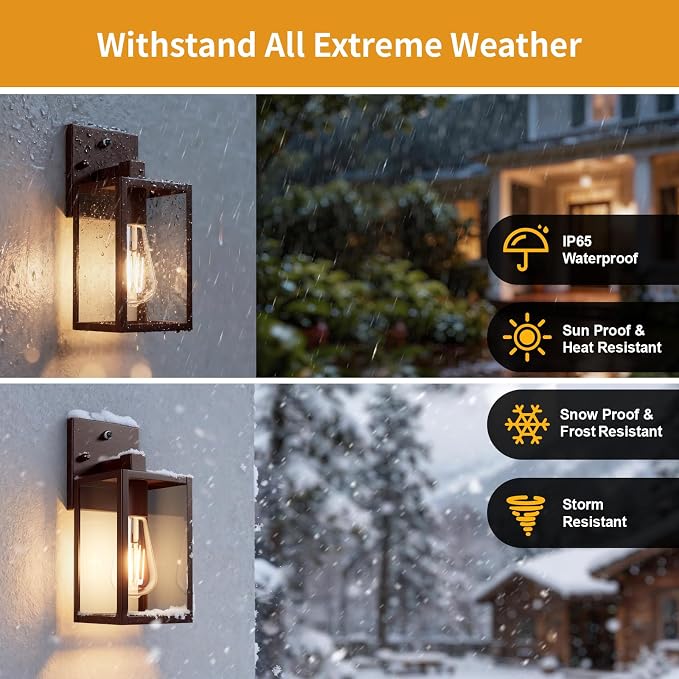 Oil Rubbed Bronze Dusk to Dawn Outdoor Porch Lighting Fixtures Wall Mount, Sensor Exterior Wall Light for House, Ouside Lantern Lamp, Waterproof Wall Sconce Lights, Coach Light for Garage