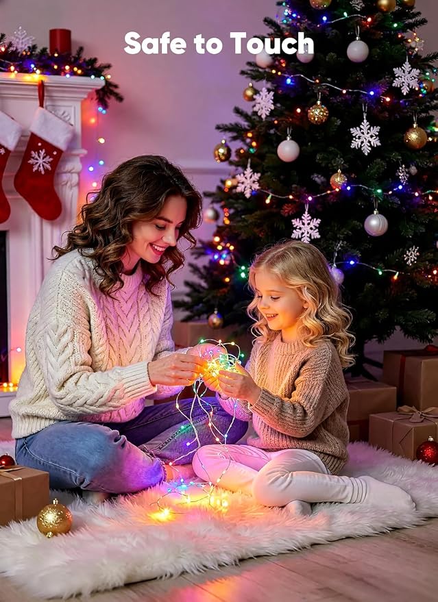 Minetom 33FT 100LED Multicolor Fairy Lights Battery Operated with Remote | Waterproof Twinkle Lights for Bedroom Dorm Patio Tapestry Backyard Garden Party Indoor Christmas Decoration