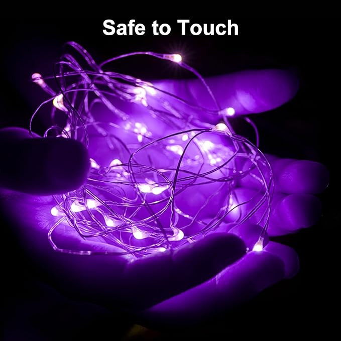 ZGWJ Fairy Lights Battery Operated, 50 Pack Twinkle String Lights 20 LED 7FT 3 Lighting Modes for Bedroom Decor, Easter, Halloween, Christmas, Party Indoor and Outdoor Decoration (Purple, 50PCS)