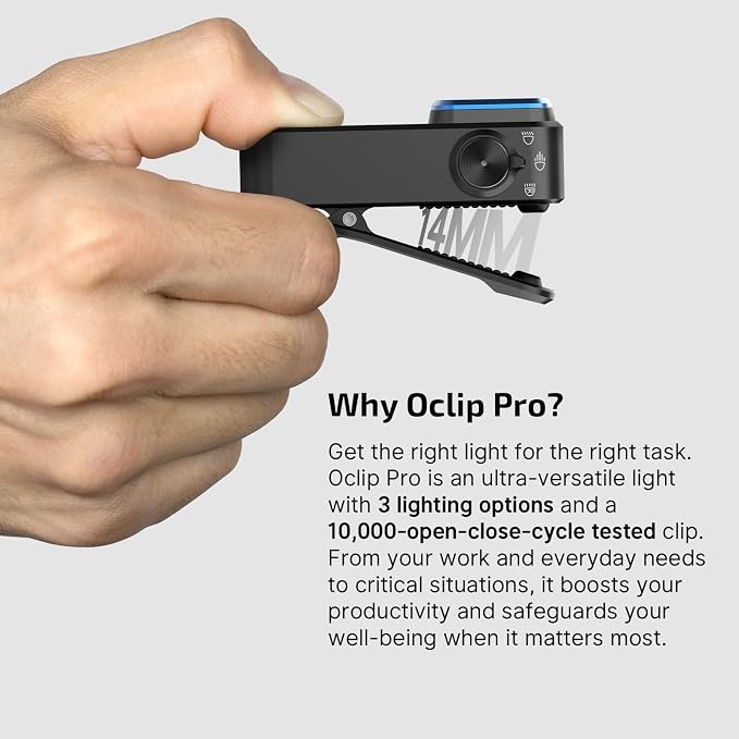 OLIGHT Oclip Pro Rechargeable EDC Clip-on Flashlight, Patriotic Flag | Red Light, 500 Lumens Floodlight, Spotlight, Pocket-Sized, USB-C Charging, Magnetic, for Work, Signaling, Outdoor or Home Use