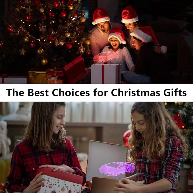 16 Colors Car Night Light, 3D LED Night Lamp for Boys - Racing Cars Themed Bedroom Lamps, Optical Illusion Lamp with Remote Control, Perfect for Kids' Room Décor, Cool Gifts for Car Lovers