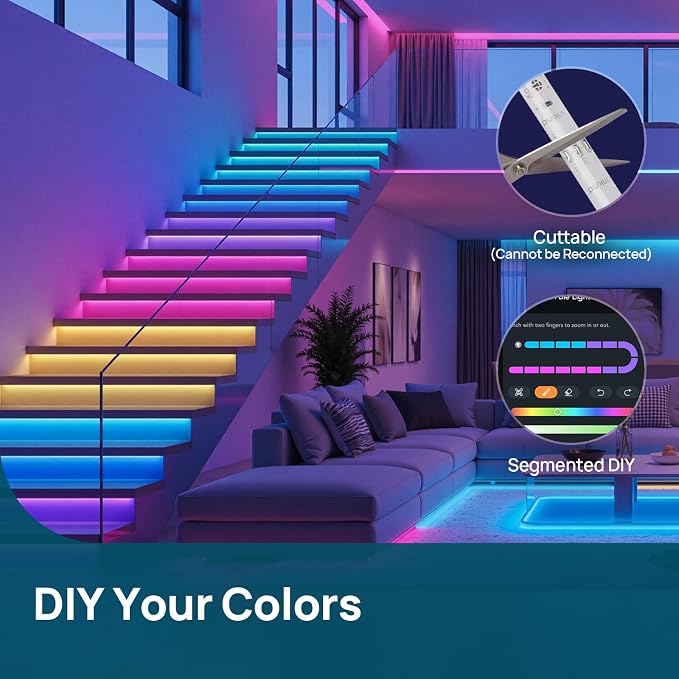 Linkind 10ft Smart LED Strip Lights - AuraScape Segmented Color Changing WiFi Light Strip - Compatible with Alexa & Google Home - DIY Dynamic Lighting for Bedroom, Living Room, Gaming Setup & Kitchen