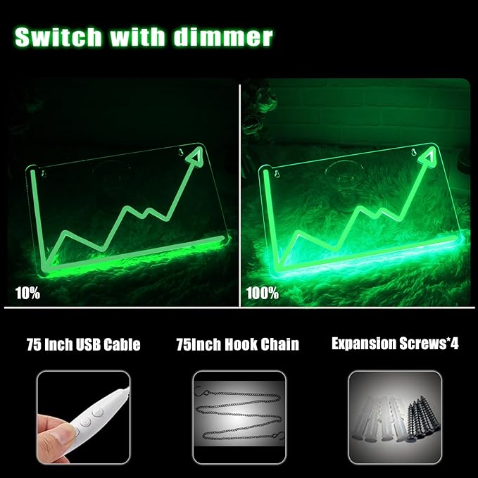 Stock Market Trend Neon Sign Day Trading Line Chart Neon Light LED Neon Sign for Wall Decor LED Neon Light for Trading Room Bar Man Cave Wall Art Finance Day Trading Accessories Gift