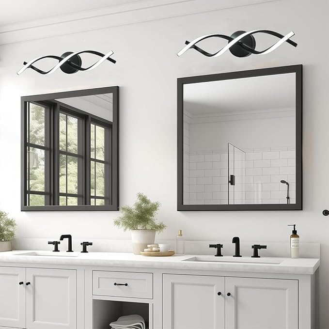 Modern Black LED Vanity Lighting,Bathroom Light Fixture Over Mirror,21 Inch,6000K Cool White