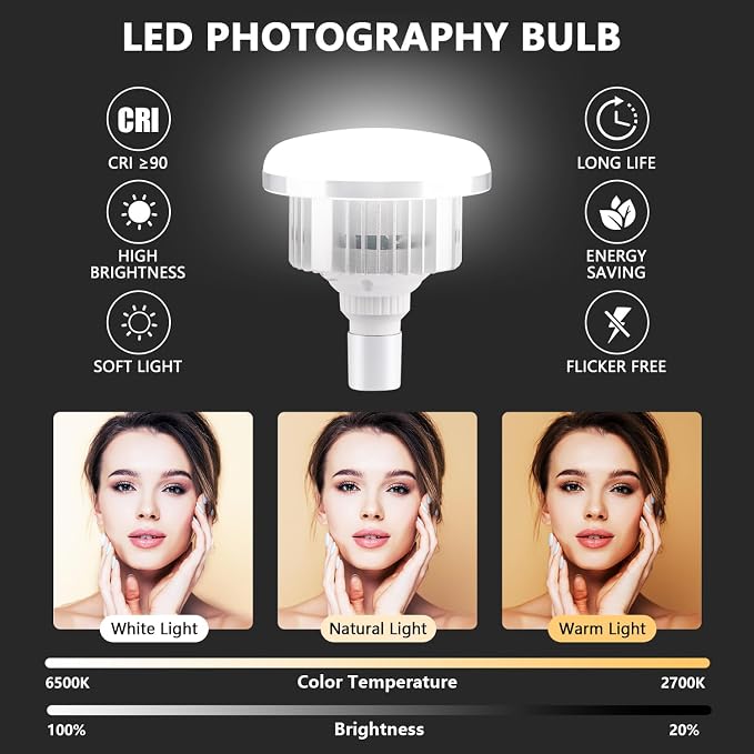 Softbox Lighting Kit, Softbox Photography Lighting Kit, 2 Sets | 29.5in Soft Box Lighting Set, Photography Lights, 85W 2700-6500K LED Bulb, Studio Lights for Portrait, Video Recording