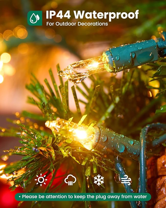 Minetom 100 Count 20 Feet Christmas String Lights, Incandescent Bulb Mini Lights for Outdoor Indoor Xmas Tree Birthday Wedding Party Festival Christmas Decorations Decor