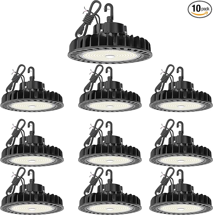 HYPERLITE LED High Bay Light 150W 21,750lm 5000K 1-10V Dimmable UL Listed US Hook 5' Cable Alternative to 650W MH/HPS for Gym Factory Warehouse 10-Pack