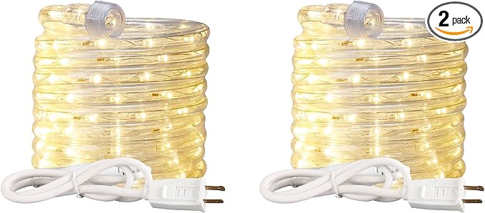 LED Rope Light, 36ft Waterproof Strip Landscape Lighting, Indoor Outdoor Connectable 2700K Warm White 120V Flexible Tube Lights for Home Decor, Garden, Patio, Yard, Holiday Christmas Decoration