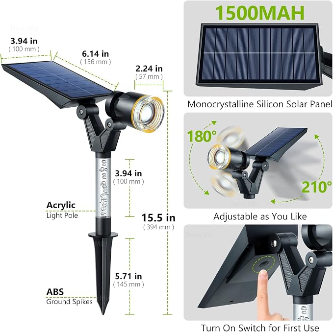 DenicMic Solar Halloween Lights Outdoor Waterproof Purple Lens LED 4 Pack | Adjustable Angel Solar Spot Lights Outdoor for Yard Garden Patio Wall Tree Landscape Spotlights, Acrylic Lighted Pole