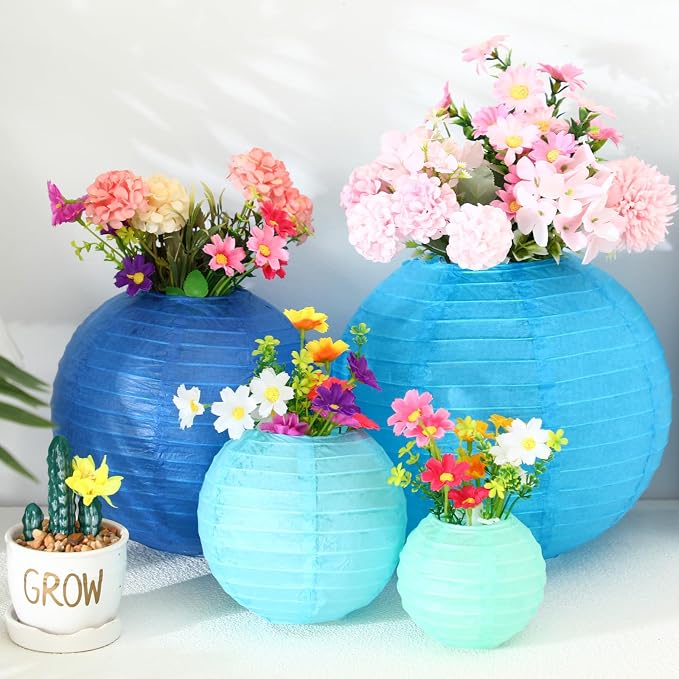 Treela 48 Pcs Paper Lanterns Party Decorations Round,Blue Series