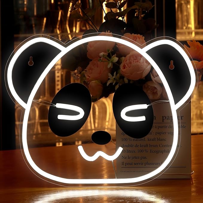 Neon Signs for Wall Decor,Panda LED Lights for Bedroom Home Decor,Funny Neon Signs for Man Cave Pub Bar Restaurant Christmas Party Birthday Gift Wall Art Decor Cool Lights Signs