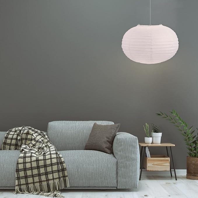 Uonlytech Paper Pendant Lamp Shade, White Round Lantern Handmade Ambient Lampshade Hanging Paper Lamp Cover for Home Pendant Lights, 30X30X19cm Wedding Decor