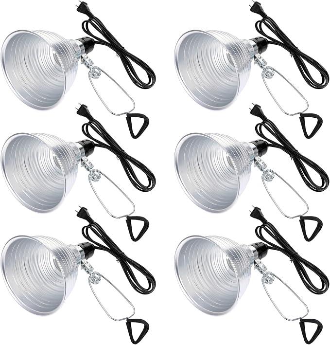 Macarrie 6 Pcs Adjustable Clamp Lamp Light with Aluminum Reflector Up to 150 Watt (No Bulb Included) E26 Socket SPT-2 18awg 6FT Cord (5.5 Inch)