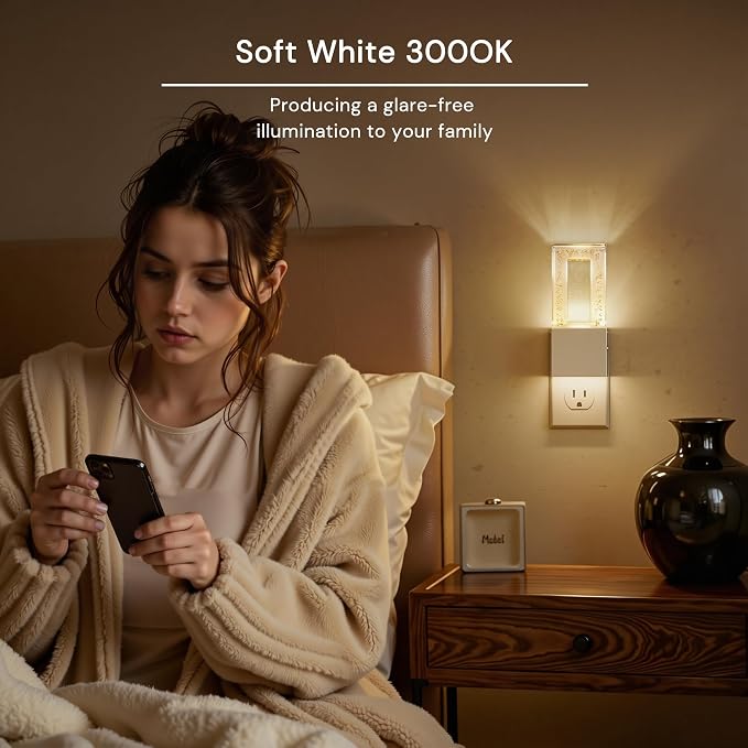 L LOHAS LED Night Light Plug in, Foldable Night Lights Plug into Wall | Portable LED Nightlight with Dusk to Dawn Sensor, Dimmable 0-100LM White Nightlights for Travel, Hotel, Bathroom, Hallway