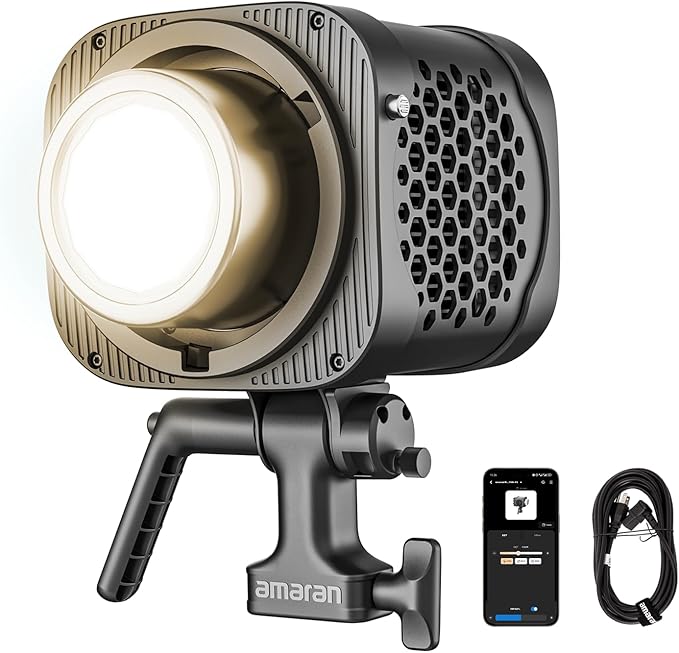 amaran Halo 300x LED Studio Light Compact 305W Bi-Color COB Video Light | APP Control,2700K - 6500K,9 Effects,Bowens Mount Silent Continuous Lighting for Video Photography Recording