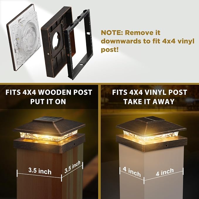 Solar Post Cap Lights Outdoor 20pack, Waterproof Solar Powered Deck Fence Post Lights Fit 4x4 Wood/Vinyl Posts, Bright Warm White Solar Post Lights Decorate Deck, Patio, Porch, Fence(Copper)