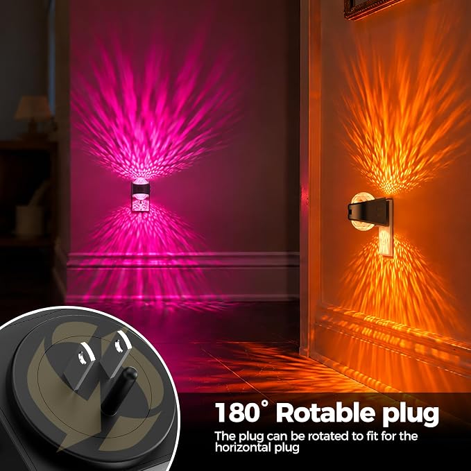 Motion Sensor Night Light Projector, RGB Warm Nightlight Plug in | night lights plug into wall 9 color warm 3000K, dusk to dawn & motion sensor, 180° rotatatble, bedroom, nursery, home decor