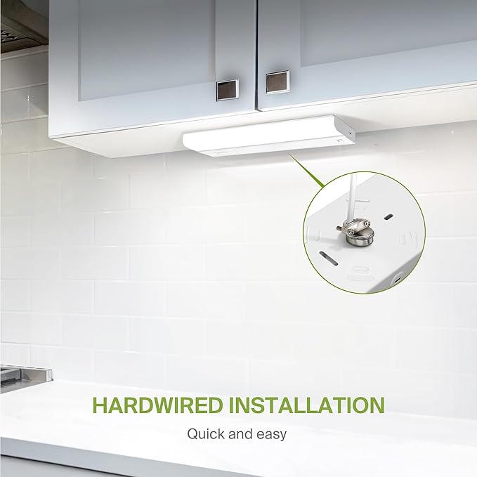 ASD 20 Pack 12 Inch Hardwired LED Under Cabinet Lights, On/Off & 5CCT Switch 2700K-5000K, 5W 442LM CRI90+, Direct Wire Low Profile Linkable Fixture, Dimmable Under Counter Kitchen Lighting, White, UL