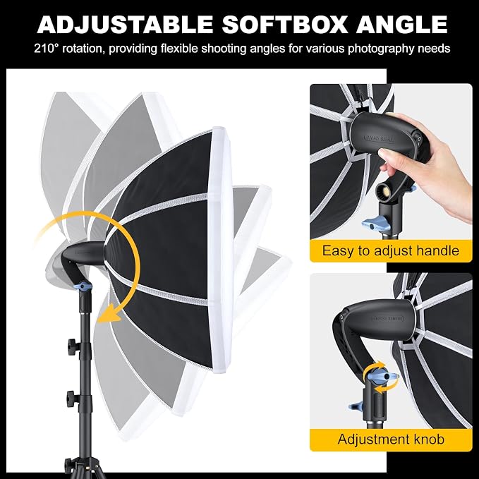 LINCO 20"x20" Softbox Lighting Kit with 85W LED Bulb & Adjustable Tripod | Professional photography lighting kit, ideal for photo light studio, video recording & live streaming
