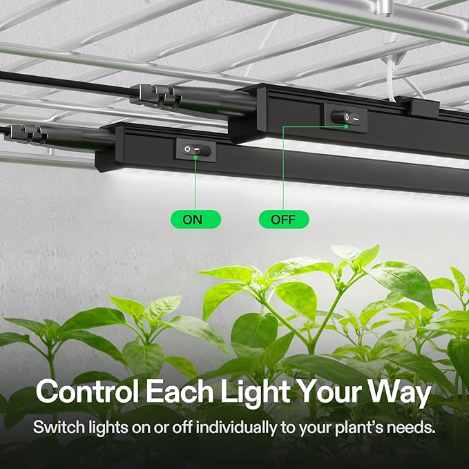 VIVOSUN T5 Grow Lights for Indoor Plants, 5000K Full Spectrum 60W (4 x 15W), 2FT LED Plant Light Strip with Timer & Dimming Controller for Seed Starting, Hydroponics, SGS Compatible, Linkable, 4-Pack