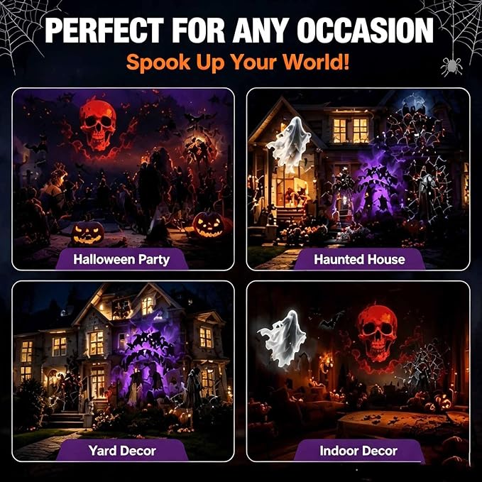 Plug and Play HD Star Projector Halloween, Projector Halloween | USB Powered with 360° Flexible Neck, Star Projector for Bedroom Ceiling Halloween Decor