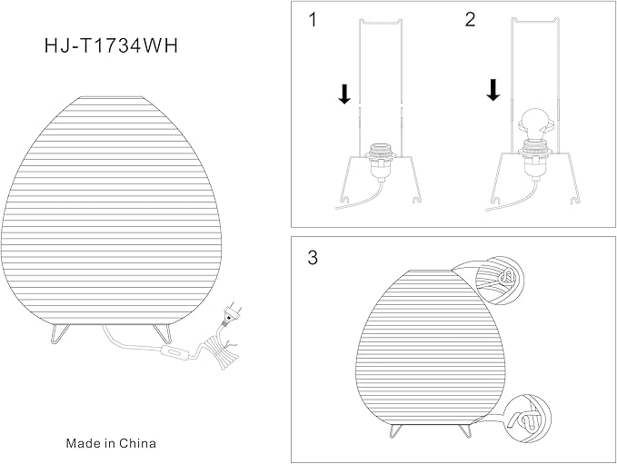 11.4inch Egg-shaped Table Lampshade,Chinese Paper Lantern,Festival Decoration (White)