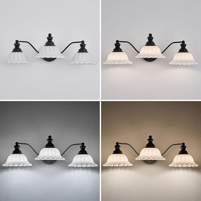 Black 3 Light Vanity Light Modern Bathroom Vanity Light Fixture