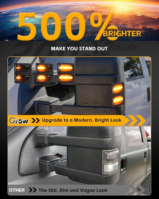 LED Sequential Switchback Side Mirror Marker Lights for 2008-2016 F250 F350 F450 F550 Super Duty, 2 pcs LED Sequential Side Mirror Turn Signal Lamps Assembly - Switchback