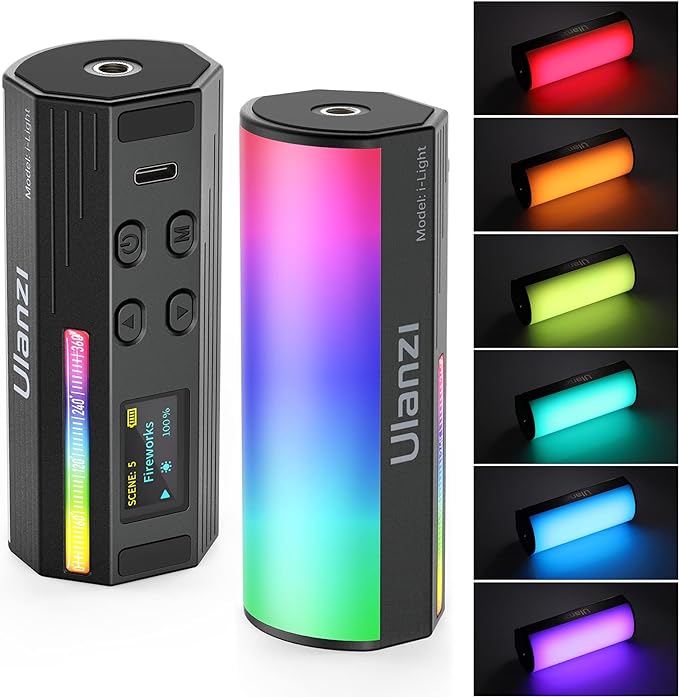 ULANZI Magnetic Light Wand, 360° Full Color RGB LED Video Light for Photography, 2000mAh Rechargeable Mini Light Stick for Video Shooting, 2500-9000K Handheld Tube Light for Vlog TikTok YouTube