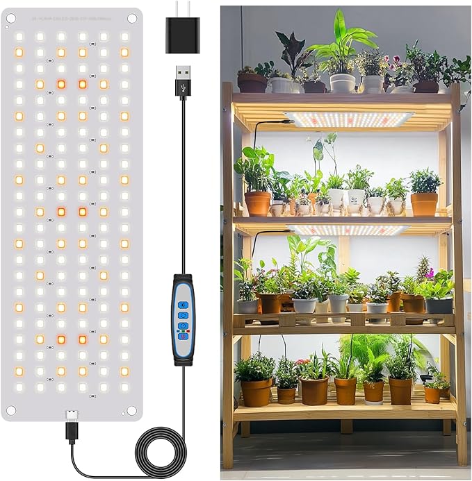 Aumtrly Grow Lights for Indoor Plants, 138 LED Full Spectrum Plant Lamp | for Seed Starting Growing, 6/12/16H Auto Timer, 5 Dimming Levels, 3 Light Modes, 2 Installation Methods, Use Under Shelves