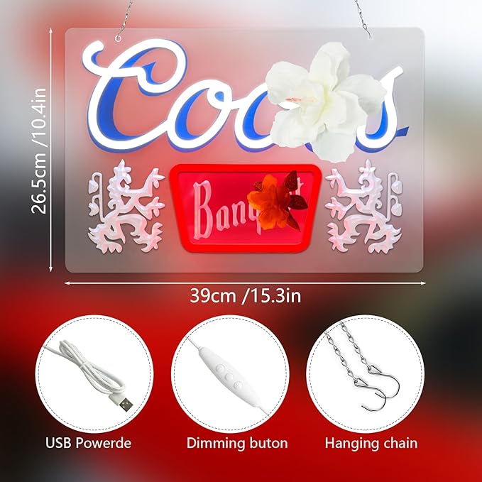 JFLLamp Beer Neon Signs for Wall Decor Crs Banquet Neon Lights for Bedroom Led Signs Suitable for Dormitory Man Cave Christmas Gift