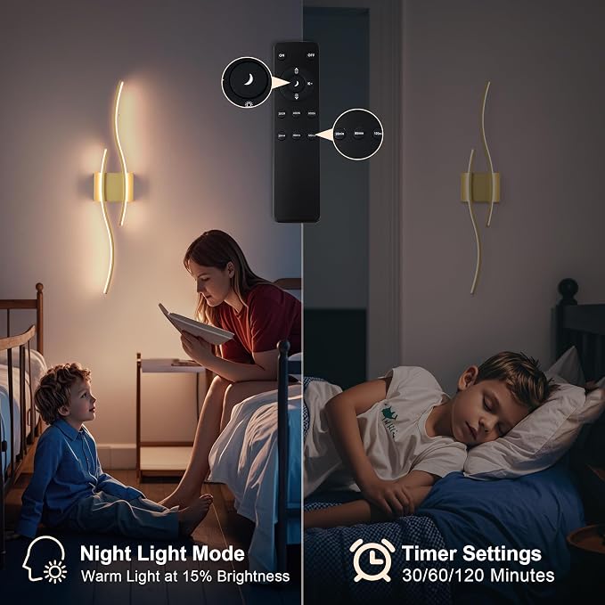 KARTOOSH Wireless Wall Sconces Set of 2, Dimmable LED Sconce with Remote | Battery Operated Wall Sconce with 3 CCT Night-Light Timer Memory Modern Wall Sconces for Living Room, Hallway, Bedroom