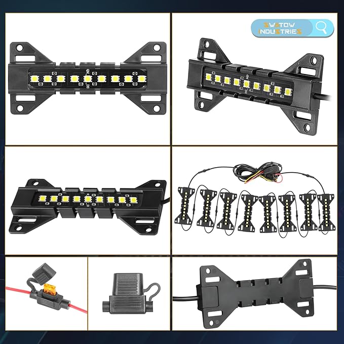 Truck Bed Lights 8 Pods, SWATOW INDUSTRIES Truck Bed LED Light Bar Kits w/Switch Rear Cargo Lights Truck Lighting Kits for Ram 1500 2500 Tacoma F150 F250 F350 Chevy Pickup Vans RVs - White