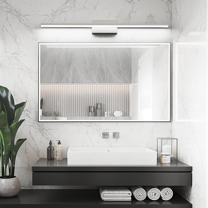 Ralbay Brushed Nickel Vanity Light for Bathroom Metal Acrylic Modern LED Bathroom Light Fixtures Brushed Nickel 40inch