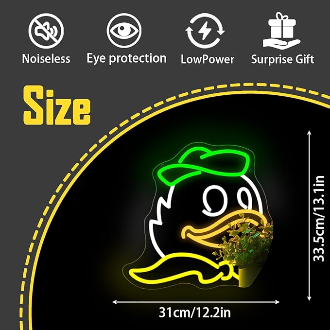Neon Sign, Duck Neon Signs for Wall Decor LED Light up Signs Home Decor for Bedroom, Man Cave, Gaming Room, Party, Club, Pub, Bar Decoration Christmas Halloween Easter Gift USB Operated