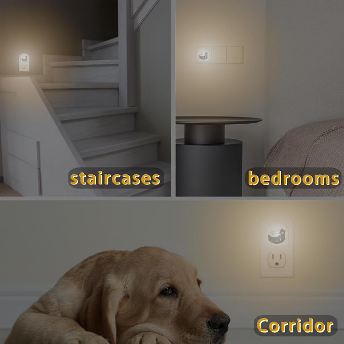 Black Cat Night Light, Cute Funny Cat Dusk to Dawn Round Lamp Auto Sensor for Bathroom Hallway Living Room, ZLU03064