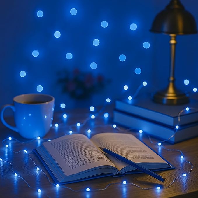 6 Pack Fairy Lights Battery Operated with Timer Silver Wire Mini 13FT 40LED Waterproof Cuttable Twinkle Christmas String Lights for Home Bedroom Wedding DIY Centerpiece Birthday (Blue)