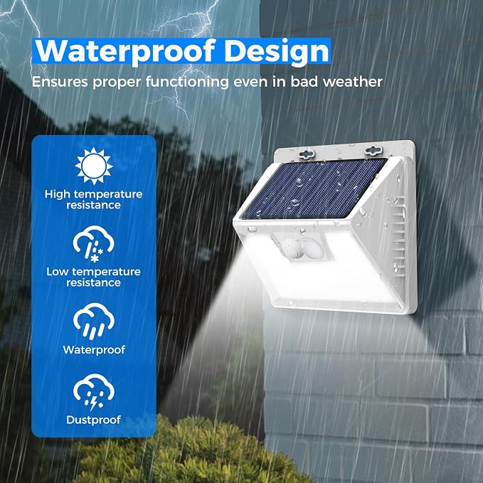 Solar Lights Outdoor Waterproof [12 Packs/140 LEDs], 3 Lighting Modes Motion Sensor Ultra Bright Security Lights for Outside Fence Patio Deck[White]