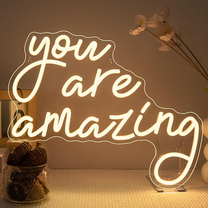 You Are Amazing Neon Sign Warm White Usb Word Neon Lights for Wall Decor Led Letter Light Up Sign for Classroom Bedroom Home Bar Man Cave Party Birthay Wedding Gifts