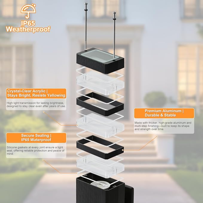LMP Dusk to Dawn Outdoor Lighting,Aluminum IP65 Waterproof Wall Porch Light | Up and Down, 3000K 5W G10 Bulbs Included, ETL Certified, Outside Wall Exterior Lighting Fixtures for House,Front Door,Garage
