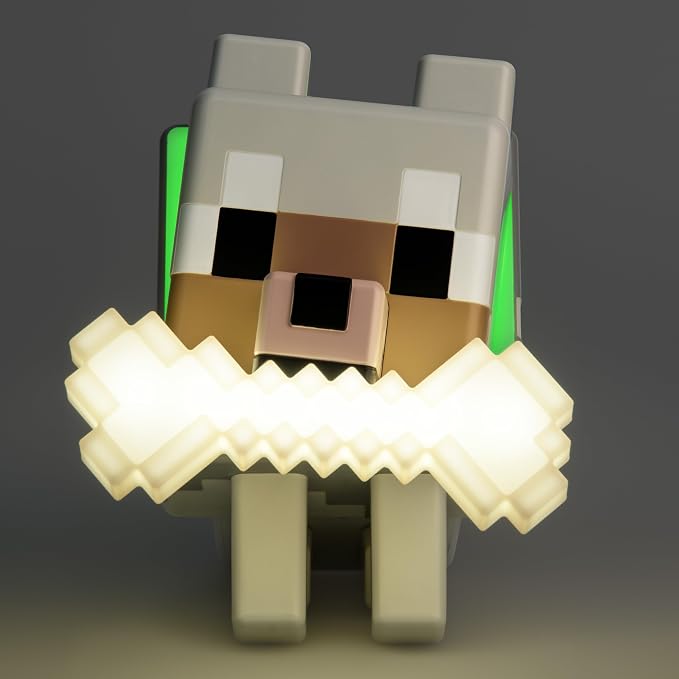 Paladone Minecraft Wolf GloBuddies 3D Color Changing Light – Officially Licensed LED Night Lamp, Tap to Change Color, Battery Powered Gaming Decor | Tap To Change Colours • Soft Ambient Night Glow • Battery Powered Light • Ideal Gaming Room Decor