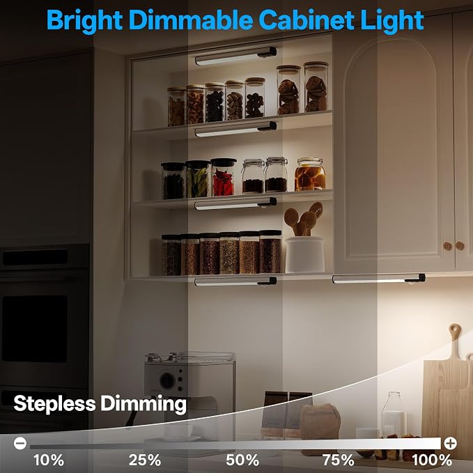 8inch Under Cabinet Lighting Wireless Closet Light Battery Operated | 3Pack Motion Sensor Light Indoor,3color Dimmable Closet Light Rechargeable Wireless,Under Counter Lights for Kitchen,Hallway