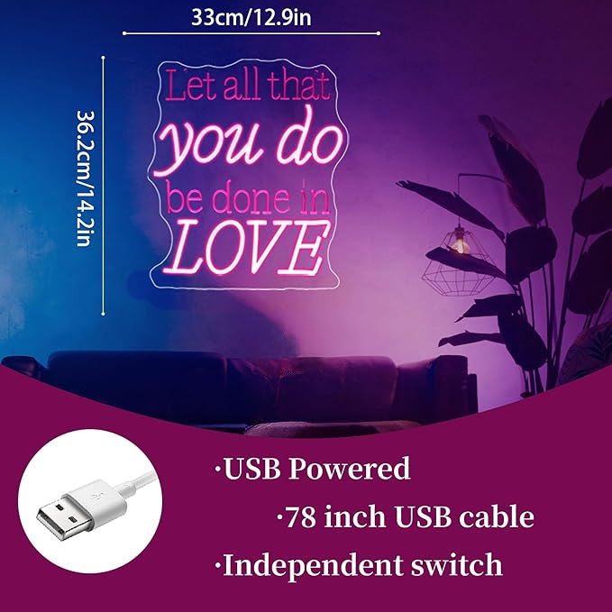 Whfobfe Neon Sign Led Neon Lights Signs for Wall Decor USB Powered Led for Room Decoration (You Do Love)